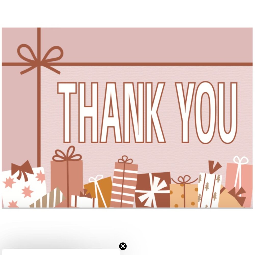 20 4x6 Christmas Gifts Insert Thank You Cards